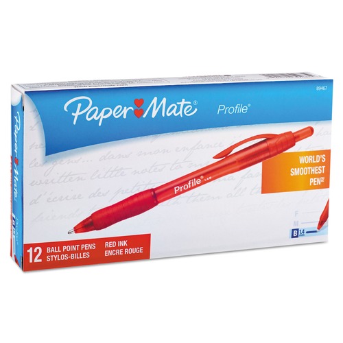 Pens | Paper Mate 89467 Bold 1.4 mm Profile Retractable Ballpoint Pen - Red Ink, Translucent Red Barrel (1-Dozen) image number 0