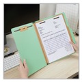 File Folders | Universal UNV10407 2 Dividers 6 Fasteners Heavy-Duty Pressboard Cover Letter Size Six-Section Classification Folders - Light Green (20/Box) image number 3