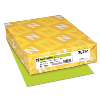  | Neenah Paper 26791 Exact Brights 20 lbs. 8.5 in. x 11 in. Color Paper - Bright Green (500/Ream)