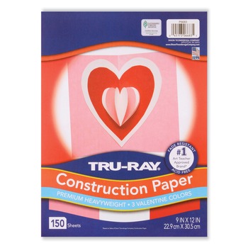 ART AND CRAFT PAPER | Pacon P6683 Tru-Ray 9 x 12 70 lb. Text Weight Construction Paper - Assorted Valentine Colors (150/Pack)