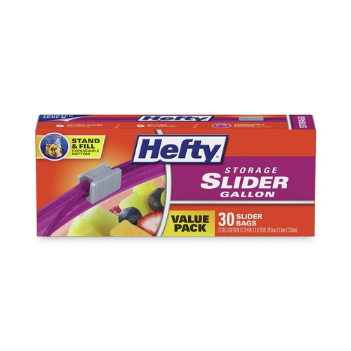 Food Service | Hefty 00R88071 10.56 in. x 11 in. Gallon Slider Stand and Fill Food Storage Bags - Clear (30/Box) image number 0