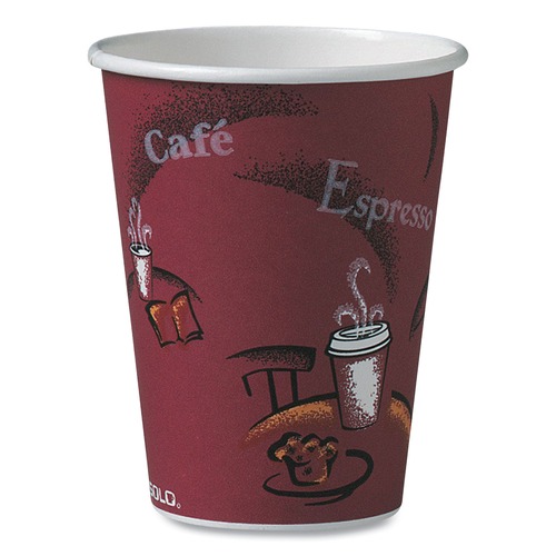 Just Launched | SOLO 412SIN-0041 12 oz. Paper Bistro Design Hot Drink Cups - Maroon (1000/Carton) image number 0