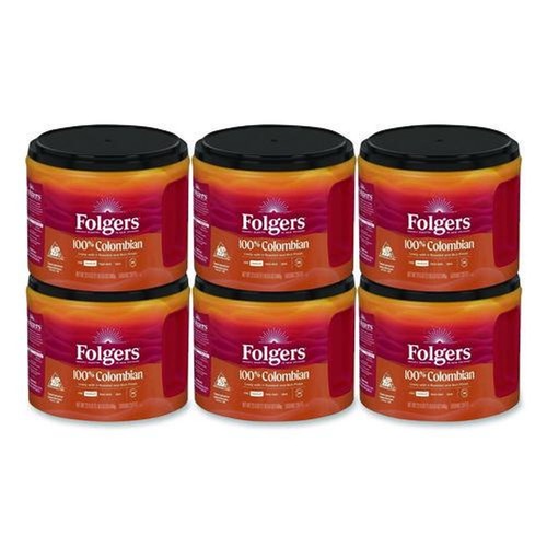 Coffee | Folgers 30445CT 22.6 oz. Canister Coffee - Columbian (6/Carton) image number 0