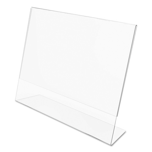 Office Presentation Supplies | Deflecto 66701 Classic Image 11 in. x 8.5 in. Insert Landscaped Slanted Sign Holder - Clear image number 0