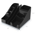 Desktop Organizers | Deflecto 35172 8.13 in. x 9.13 in. x 5.19 in. 6 Compartments Silhouettes All-In-One Plastic Caddy - Black/Silver image number 3