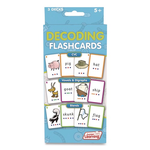 Flash Cards | Junior Learning Inc JL211 Grades K to 1 Decoding Flashcards - Assorted Colors image number 0