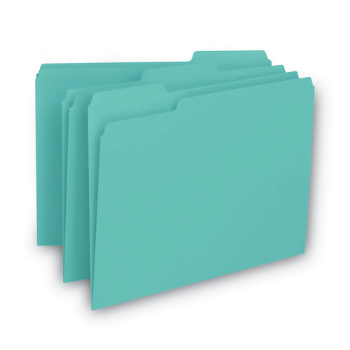 File Folders | Smead 10235 1/3-Cut Tabs Assorted Letter Size 0.75 in. Expansion Interior File Folders - Aqua (100/Box) image number 0