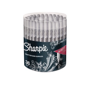 Sharpie 9597 Metallic Fine Point Permanent Markers - Metallic Silver (36/Pack)