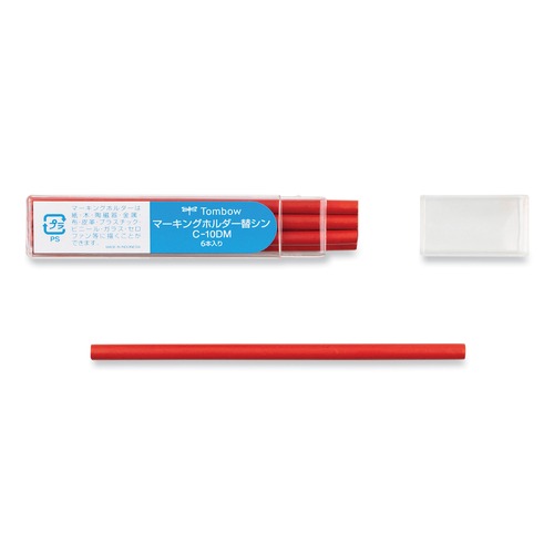 Back to School Sale | Tombow 51541 4.4 millimeter Mechanical Wax-Based Marking Pencil Refills - Red (10/Box) image number 0