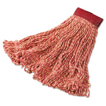 Rubbermaid Commercial FGD25306RD00 Super Stitch Large Cotton/Synthetic Blend Mop Heads - Red (6/Carton)