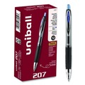 Pens | uni-ball 33951 Medium 0.7 mm Blue Ink Signo 207 Gel Pen Retractable - Smoke/Black/Blue Barrel (1 Dozen) image number 0