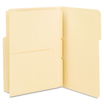 Smead 68030 1 Fastener Letter Size Self-Adhesive Folder Dividers with 5.5 in. Pockets for Top/End Tab Folders - Manila (25/Pack)
