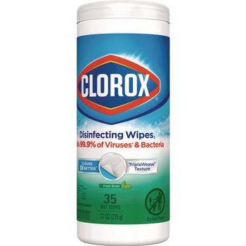 Clorox 01593 7 in. x 8 in. 1-Ply Disinfecting Wipes - Fresh Scent, White