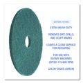 Cleaning & Janitorial Accessories | Boardwalk BWK4018GRE 18 in. Diameter Heavy-Duty Scrubbing Floor Pads - Green (5/Carton) image number 5