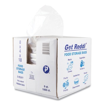 FOOD SERVICE | Inteplast Group PB080418XH 8-Quart 1.2 mil. 8 in. x 18 in. Food and Utility Bags - Clear (1000/Carton)