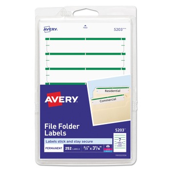 Avery 05203 0.69 x 3.44 Permanent File Folder Labels - White (252/Pack)
