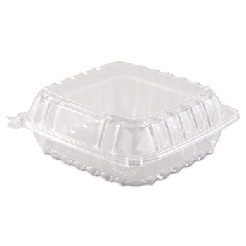 KITCHEN | Dart C90PST1 ClearSeal 8.3 in. x 8.3 in. x 3 in. Hinged-Lid Plastic Containers - Clear (250/Carton)