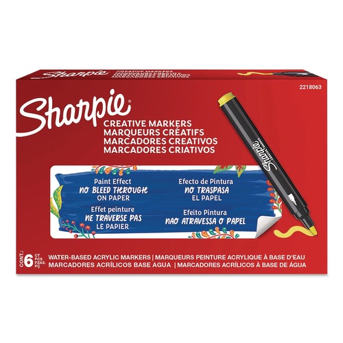 Washable Markers | Sharpie 2218063 Bullet Tip Creative Markers - Yellow (6/Pack) image number 0