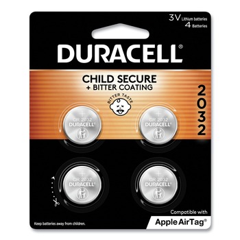 Duracell DL2032B4PK 2032 Lithium Coin Batteries with Bitterant (4/Pack)