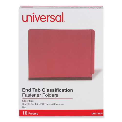 Back to School Sale | Universal UNV10315 Six-Section Pressboard End Tab Classification Folders - Letter, Red (10/Box) image number 0