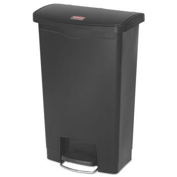 Rubbermaid Commercial 1883611 Streamline 13-Gallon Front Step Style Resin Step-on Container - Black