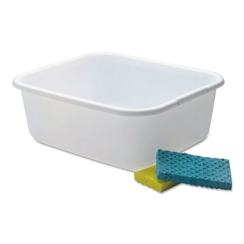  | Rubbermaid 2951ARWHTCT Microban 14.5 in. x 12.5 in. x 5.7 in. 4.5 Gallon Dishpan - White (6/Carton)