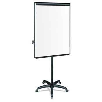 EASELS | MasterVision EA4800055 27.5 in. x 39 in. Silver Easy Clean Dry Erase Mobile Presentation Easel - White Surface, Black Aluminum/Steel Frame