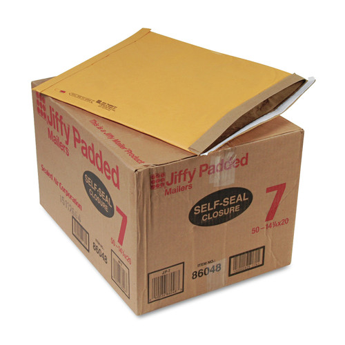 Envelopes & Mailers | Sealed Air 64542 Jiffy #7 Paper Padding Self-Adhesive Closure 14.25 in. x 20 in. Padded Mailer - Natural Kraft (50/Carton) image number 0