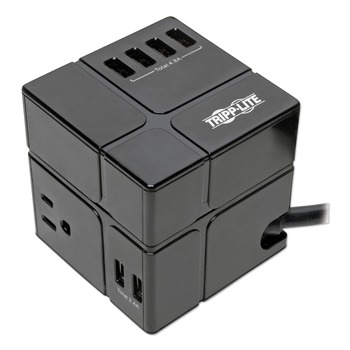 Tripp Lite TLP366CUBEUSBB 6 ft. Cord 3 AC Outlets/6 USB-A Ports 540 J Power Cube Surge Protector - Black