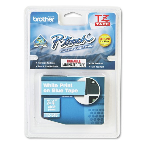 Labels | Brother P-Touch TZE545 0.7 in. x 26.2 ft. TZe Standard Adhesive Laminated Labeling Tape - White on Blue image number 0
