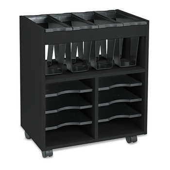 Safco 5390BL 14.5 in. x 21.5 in. x 26.25 in. Go Cart 8-Shelf Engineered Wood Mobile File - Black