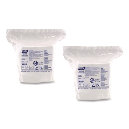 Hand Wipes | PURELL 9103-02 Surface Multi-Purpose Disinfecting Wipes, 1-Ply, 5 x 7, Fresh Citrus, White, 2/Carton image number 0