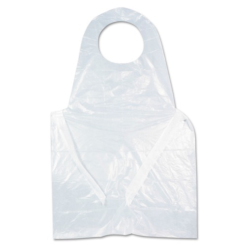 Food Service | AmerCareRoyal RPA20 28 in. x 46 in. 1 mil Heavyweight Poly Aprons - One Size Fits All/White (500/Carton) image number 0