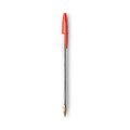 Pens | BIC MS11 RED Cristal Xtra Smooth Medium 1 millimeter Stick Ballpoint Pen - Red Ink/Clear Barrel (1-Dozen) image number 2