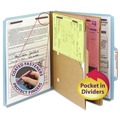 File Folders | Smead 14081 6 SafeSHIELD Fasteners 2 Dividers Letter Size 6-Section Pressboard Top Tab Pocket Classification Folders - Blue (10/Box) image number 6