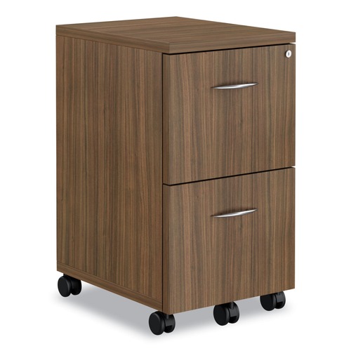 Office Carts & Stands | Alera VA582816WA 15.38 in. x 20 in. x 26.63 in. Valencia Series 2-Drawer Mobile Pedestal - Walnut image number 0