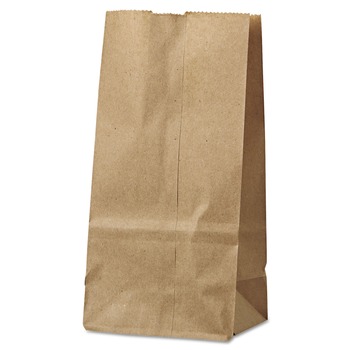 RETAIL BAGS | Ross & Wallace Paper Products 100302500PK/BL 4.13 in. x 2.63 in. x 7.88 in. #2 Size Grocery Paper Bags - Kraft (500/Bundle)