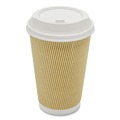 Cups and Lids | Karat C-KRC516 16 oz Ripple Hot Cups - Kraft/White (500/Carton) image number 1