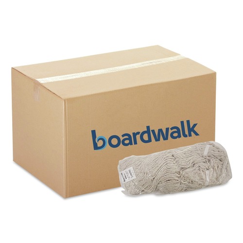 Just Launched | Boardwalk BWK432C 32 oz. Pro Loop Web/Tailband Premium Standard Mop Head - White (12/Carton) image number 0