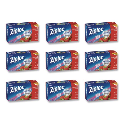 Food Service | Ziploc 316490 5.88 in. x 1.88 in. x 7.88 in. Quart Slider Storage Bags - Clear (9/Carton) image number 0
