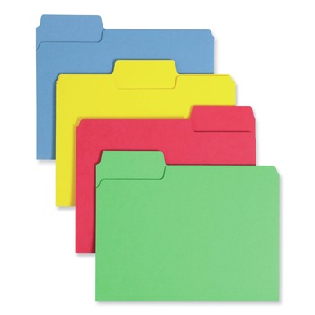 Smead 10410 0.75 in. Expansion 1/3-Cut SuperTab 14-pt Stock Colored File Folders - Letter Size/Assorted Colors (50/Box)