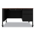 Office Desks & Workstations | Hirsh Industries 22656 48 in. x 30 in. x 29.5 in. Right-Hand Pedestal Box/File Drawers Mobile Teachers Pedestal Desks - Walnut/Black image number 0