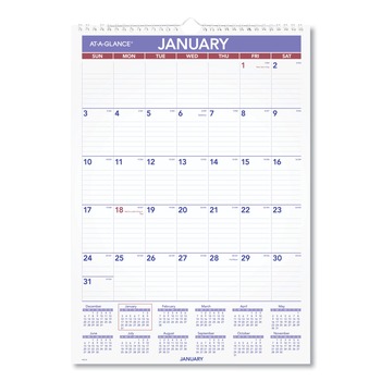 OFFICE PRESENTATION SUPPLIES | AT-A-GLANCE PM2-28 12 in. x 17 in. Monthly Wall Calendar 2025 - White Sheets