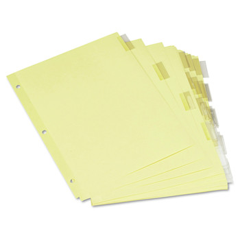 DIVIDERS AND TABS | Universal UNV21871 11 in. x 8.5 in. 5-Tab Insertable Tab Index - Buff, Clear Tabs (6/Pack)