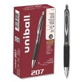 Pens | uni-ball 61255 Signo 207 0.5 mm Retractable Gel Pen - Black Ink/Smoke/Black Barrel/Fine (1-Dozen) image number 0