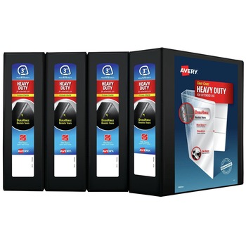 Avery 79693 11 in. x 8.5 in. DuraHinge Heavy-Duty View Binder with 3 One Touch EZD Rings and 3 in. Capacity - Black (4/Carton)