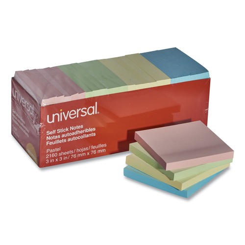 Sticky Notes & Post it | Universal UNV35695 3 in. x 3 in. Self-Stick Notes Pads - Pastel (24/Pack) image number 0