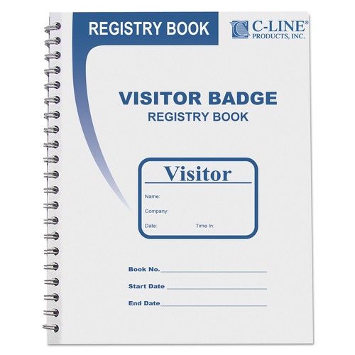 Label & Badge Holders | C-Line 97030 3-5/8 in. x 1-7/8 in. Visitor Badges with Registry Log - White (150/Box) image number 0