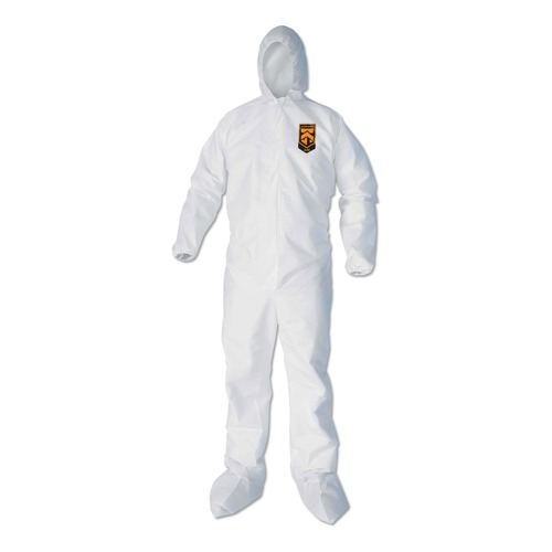 Cleaning & Janitorial Supplies | Ansell 44334 A40 Elastic-Cuff Ankle Hood and Boot Coveralls - X-Large, White (25/Carton) image number 0
