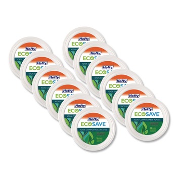 PRODUCTS | Hefty RFP D71016 ECOSAVE 10.13 in. Diameter Plate Sugarcane Tableware - White (12/Carton)